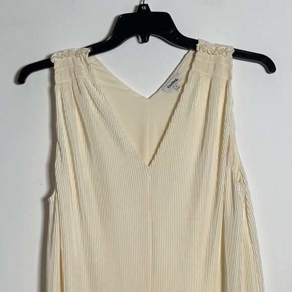 Darling Society Espresso Plisse Maxi Dress Womens Sz S Beige V-Neck Sleeveless - Picture 7 of 16